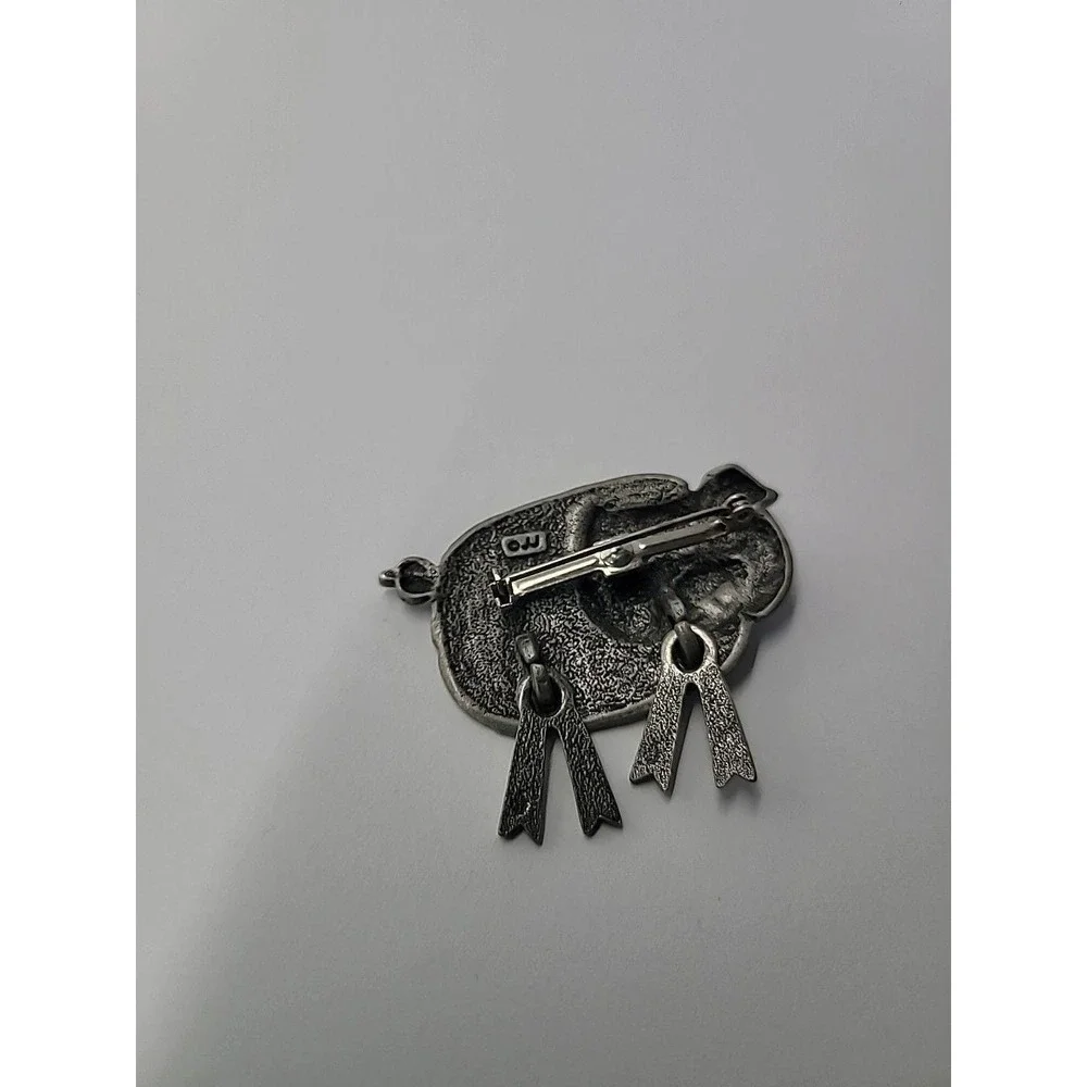 Vintage JJ Jonette Pig Brooch Silver Tone Dangle Articulated Legs Farm Animal